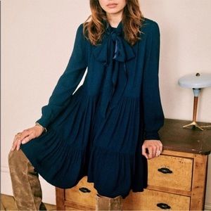 sezane selena dress in marine blue